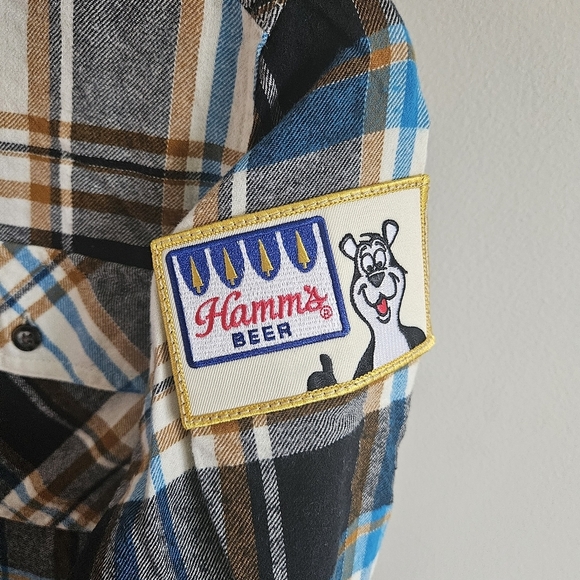 Angry Minnow Hamm's Beer Patch Plaid Flannel Button Down - Picture 8 of 11